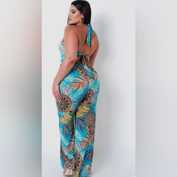 BLUE OASIS JUMPSUIT TALL GIRL FRIENDLY - Picture 2 of 2